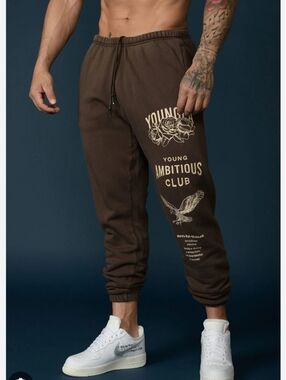 YoungLA‎ Men's Jogger Pants Sweatpants Size M Young Ambitious Club Brown
